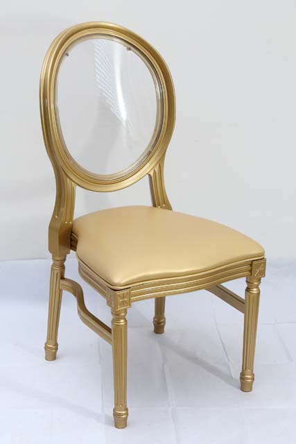 Gold Resin Louis Pop Chair with Clear Back Rest
