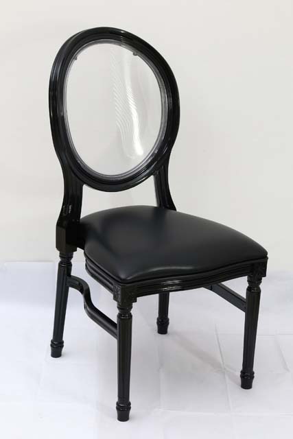 Black Resin Louis Pop Chair with Clear Back Rest