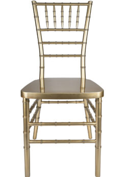 Sparkling Glitter Gold Champagne Resin Steel Skeleton Chiavari Chair by Chivari Front CCRCHGSP-STEEL-AX-T