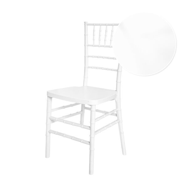 White ToughResin Mono-Frame Chiavari Chair - 48 Unit Bundle by Chivari CCRW-MONO-AX-T-1 Side