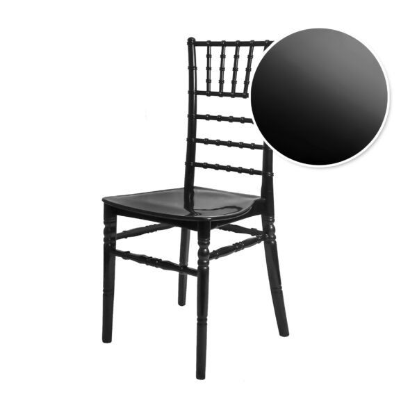 Black BasicResin Chiavari Chair by Chivari CCPB-v22-SG-T Chair Swatch