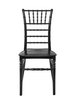 Black BasicResin Chiavari Chair by Chivari CCPB-v22-SG-T Front