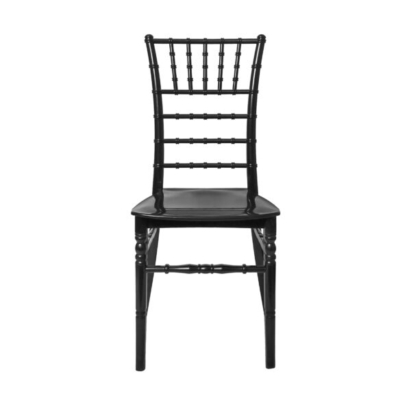 Black BasicResin Chiavari Chair by Chivari CCPB-v22-SG-T Front