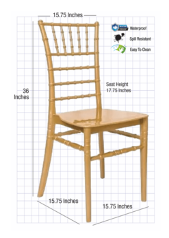 Gold BasicResin Chiavari Chair by Chivari Dimensions CCPG-v22-SG-T