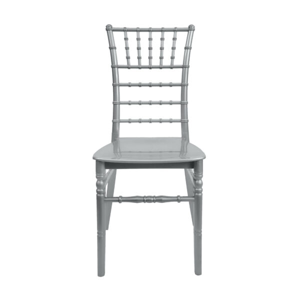 Silver BasicResin Chiavari Chair by Chivari CCPS-v22-SG-T Front