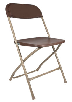 Brown Folding Chair (Steel-Poly Chair) Samson Series Heavy Duty 2 Year Warranty by Chivari 45 CFPBR-CX-T