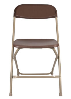 Brown Folding Chair (Steel-Poly Chair) Samson Series Heavy Duty 2 Year Warranty by Chivari Front CFPBR-CX-T