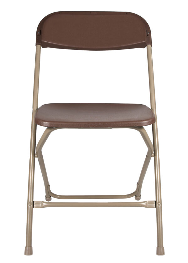 Brown Folding Chair (Steel-Poly Chair) Samson Series Heavy Duty 2 Year Warranty by Chivari Front CFPBR-CX-T