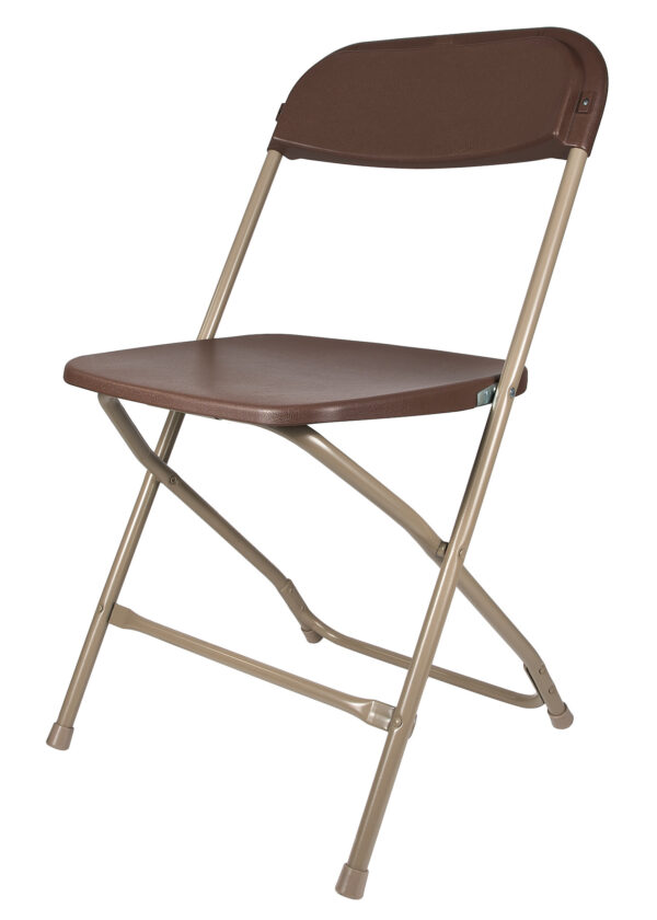 Brown Folding Chair (Steel-Poly Chair) Samson Series Heavy Duty 2 Year Warranty by Chivari Left1 CFPBR-CX-T