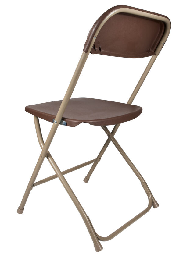 Brown Folding Chair (Steel-Poly Chair) Samson Series Heavy Duty 2 Year Warranty by Chivari Left3 CFPBR-CX-T