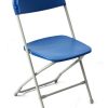 blue poly plastic folding chair