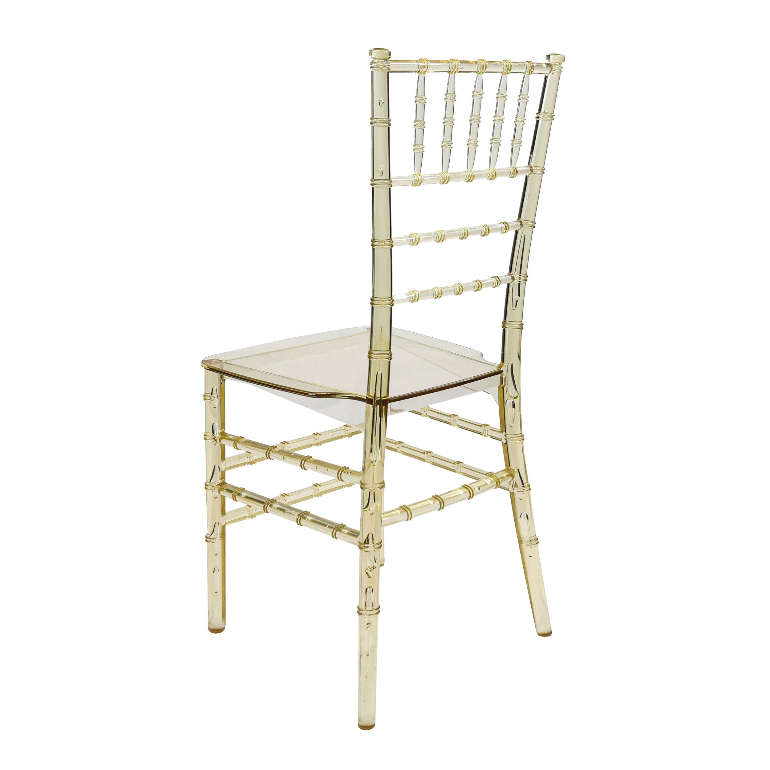 Chair Chiavari Resin Clear Gold Champagne Mono Frame ThinVisible Seat Z Series CCRCHG MONO THIN ZG T Back