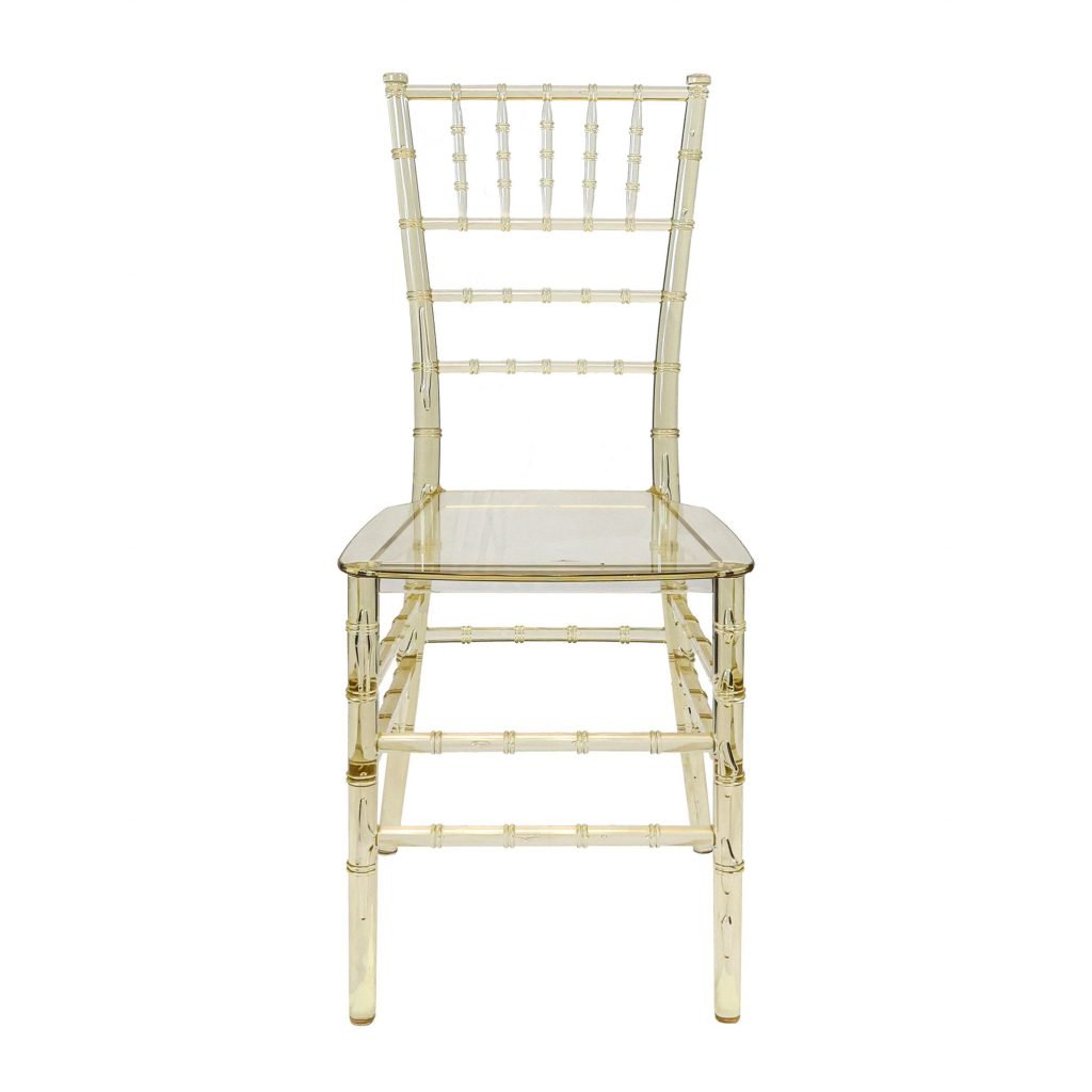 Chair Chiavari Resin Clear Gold Champagne Mono Frame ThinVisible Seat Z Series CCRCHG MONO THIN ZG T Front