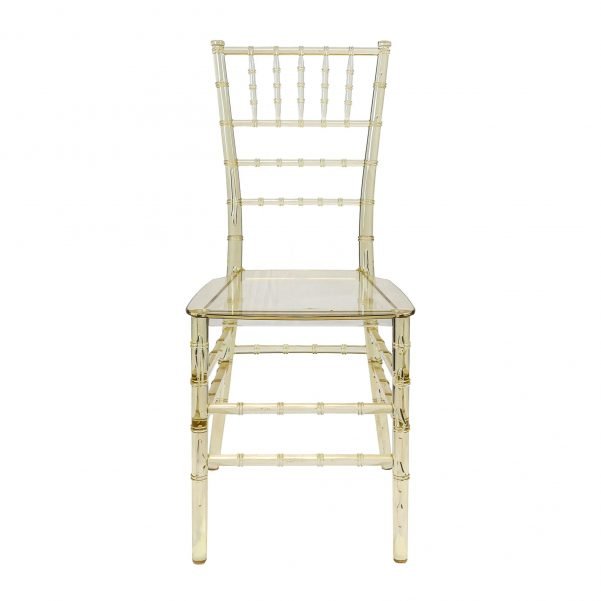 Chair Chiavari Resin Clear Gold Champagne Mono Frame ThinVisible Seat Z Series CCRCHG MONO THIN ZG T Front