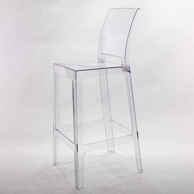 Clear Ghost Barstool with Square Back