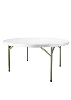 6 Foot 72" Round Heavy Duty Plastic Table by Chivari TPLSRD72-AX1-T