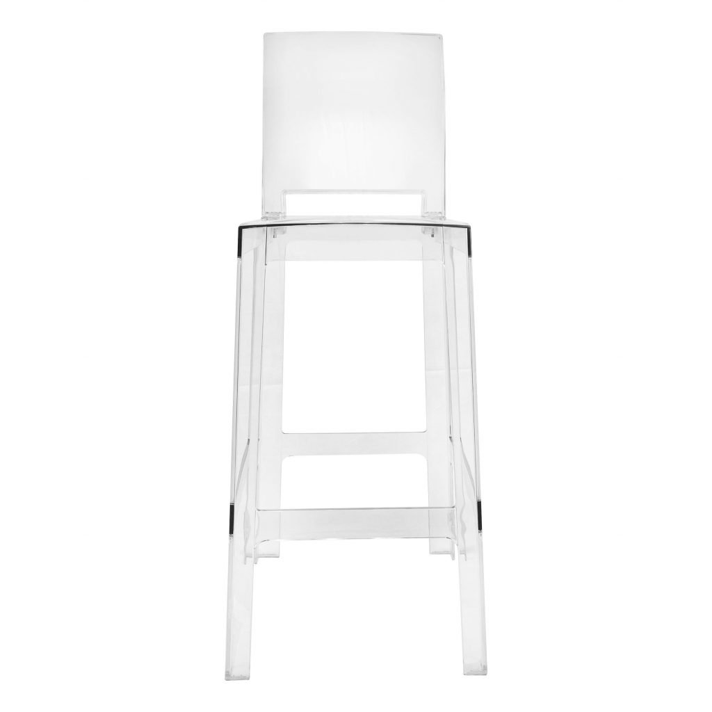 Barstool Ghost Resin Square Back Clear Z Series Does not stack BGRSQ ZG T Front
