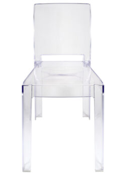 Clear Resin Square Back Ghost Chair by Chivari Front CGRSQ-ZG-T