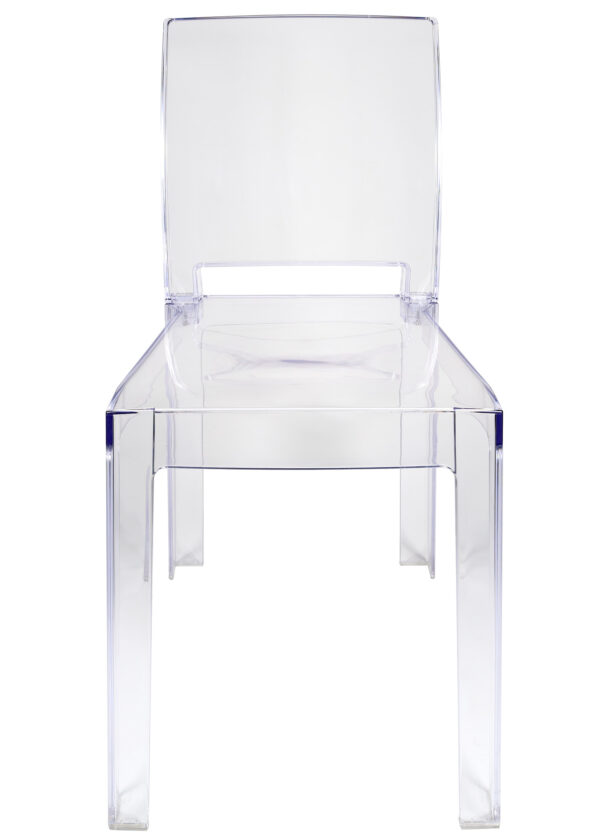 Clear Resin Square Back Ghost Chair by Chivari Front CGRSQ-ZG-T