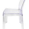 Clear Resin Square Back Ghost Chair by Chivari Left2 CGRSQ-ZG-T