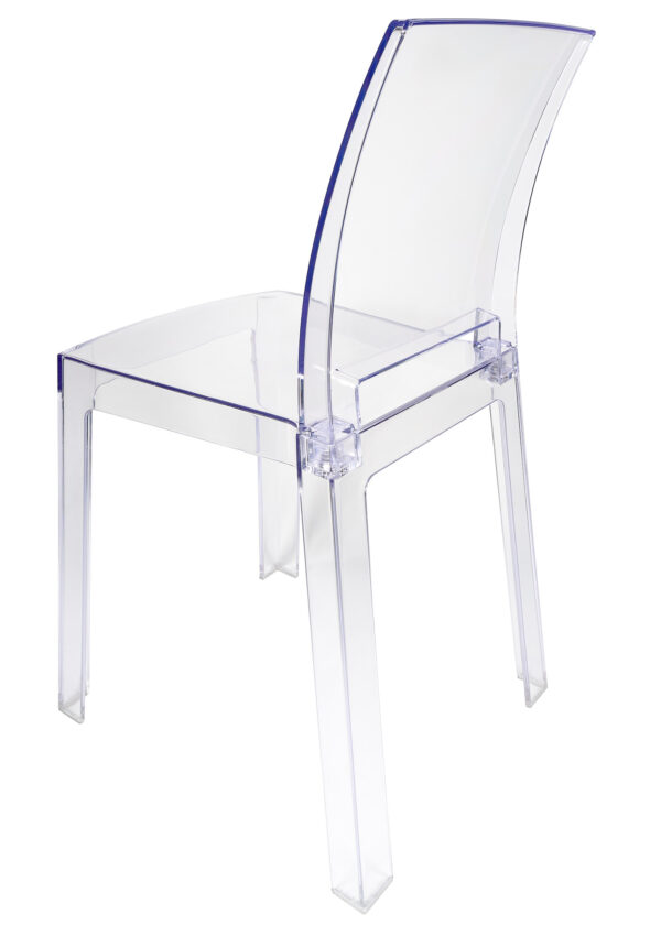 Clear Resin Square Back Ghost Chair by Chivari Left3 CGRSQ-ZG-T