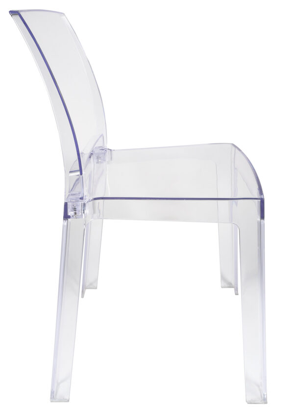 Clear Resin Square Back Ghost Chair by Chivari Right2 CGRSQ-ZG-T