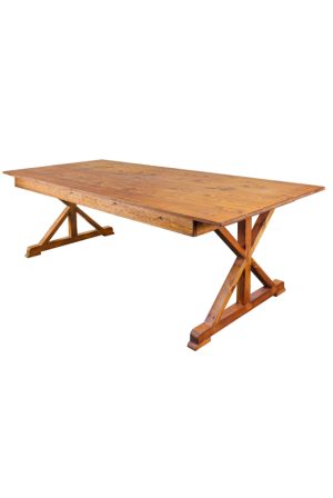 Chestnut Farm Table, Rectangle 96x40, X-Shape Leg, Color: Chestnut (Z Series)