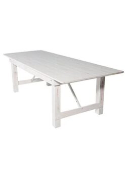 White Distressed Farm Table, Rectangle 96x40, Straight Leg (A Series)