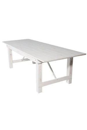 White Distressed Farm Table, Rectangle 96x40, Straight Leg (A Series)