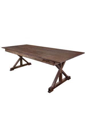 Fruitwood Farm Table, Rectangle 96x40, X-Shape Leg (Z Series)