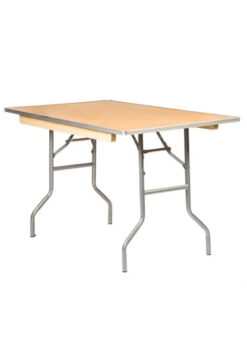 48"x30" Rectangle "Heavy Duty" Plywood Banquet Table, Metal Edge