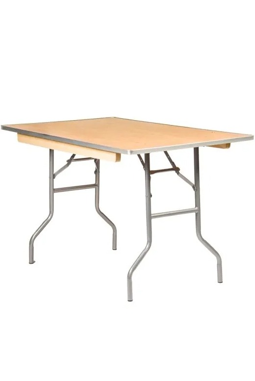 48"x30" Rectangle "Heavy Duty" Plywood Folding Banquet Table, Includes FREE METAL EDGE UPGRADE