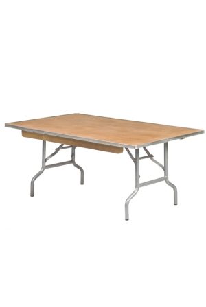48"x30" Rectangle Children's Plywood Folding Banquet Table, Includes FREE METAL EDGE UPGRADE