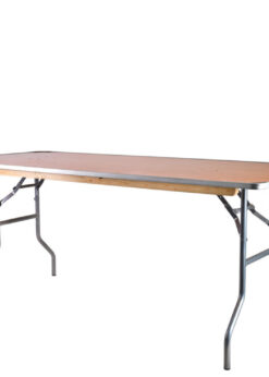 6 Foot (72" x 30") Rectangle Heavy Duty Plywood Folding Banquet Table with Metal Edges by Chivari TPLYRT7230M-AX-T