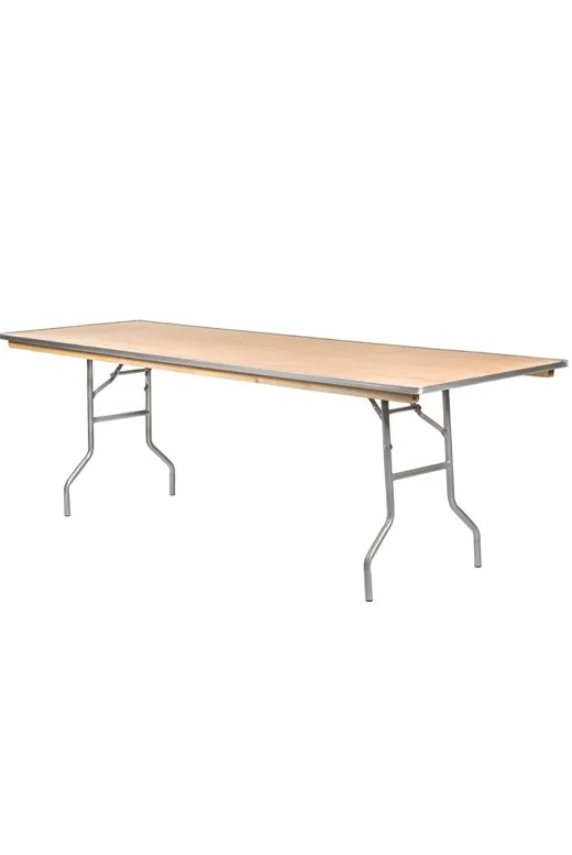 96"x30" Rectangle "Heavy Duty" Plywood Folding Banquet Table, Includes FREE METAL EDGE UPGRADE