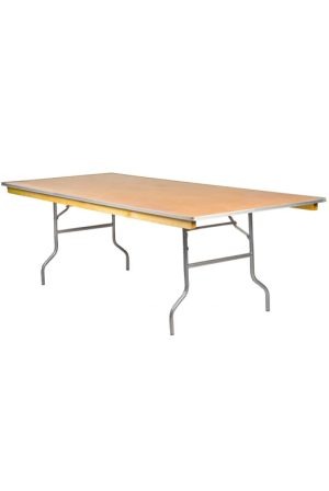 96"x48" Rectangle "Heavy Duty" Plywood Folding Banquet Table, Includes FREE METAL EDGE UPGRADE