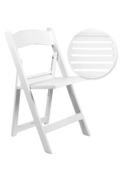 White Resin Folding Chair, Slatted Seat, 650 lbs Weight Capacity CFRW-SLATTED-CX-T