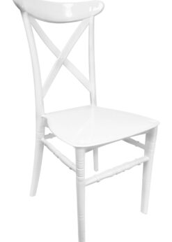 Chair Crossback BasicResin™ - White, Waterproof, Indoor and Outdoor NEW STYLE by Chivari Right 45 CXPW-v22-SG-T