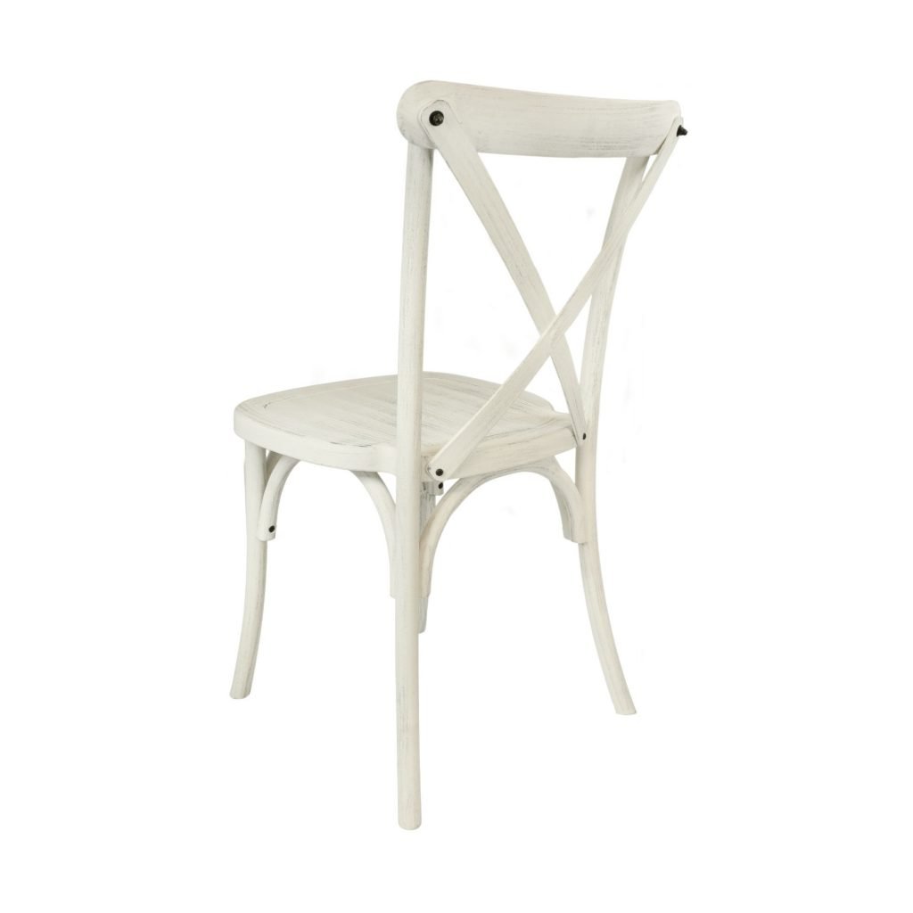 Chair Crossback Resin White Distressed Steel Core C Series CXRWD STEEL CX T Back