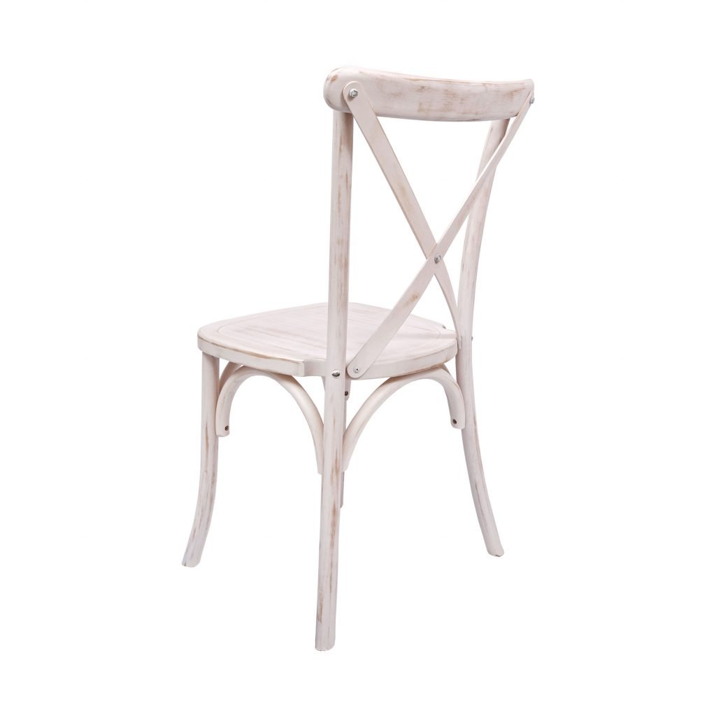 Chair Wood Crossback Ivory Distressed CXWID-562-ZG-T Back View