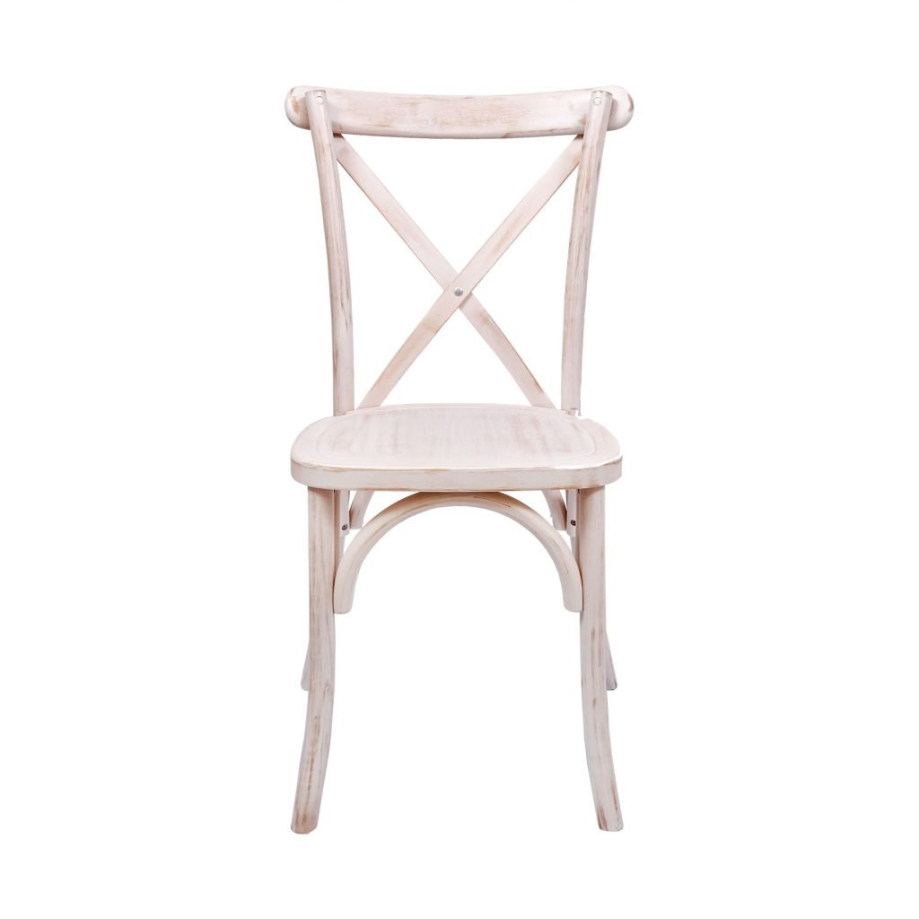 Chair Wood Crossback Ivory Distressed CXWID-562-ZG-T Front View