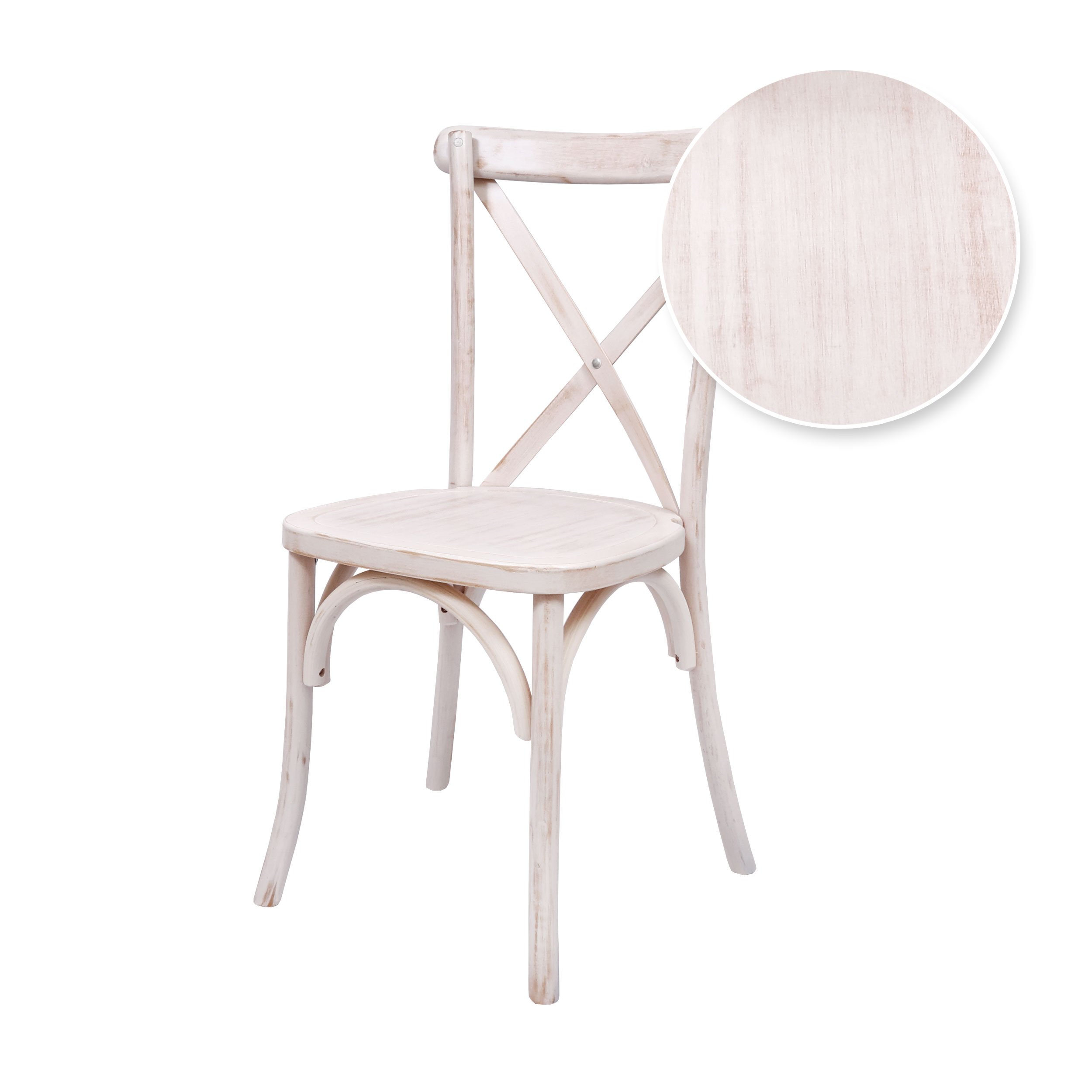 Chair Wood Crossback White Distressed CXWWD ZG T Front View with Color Swatch