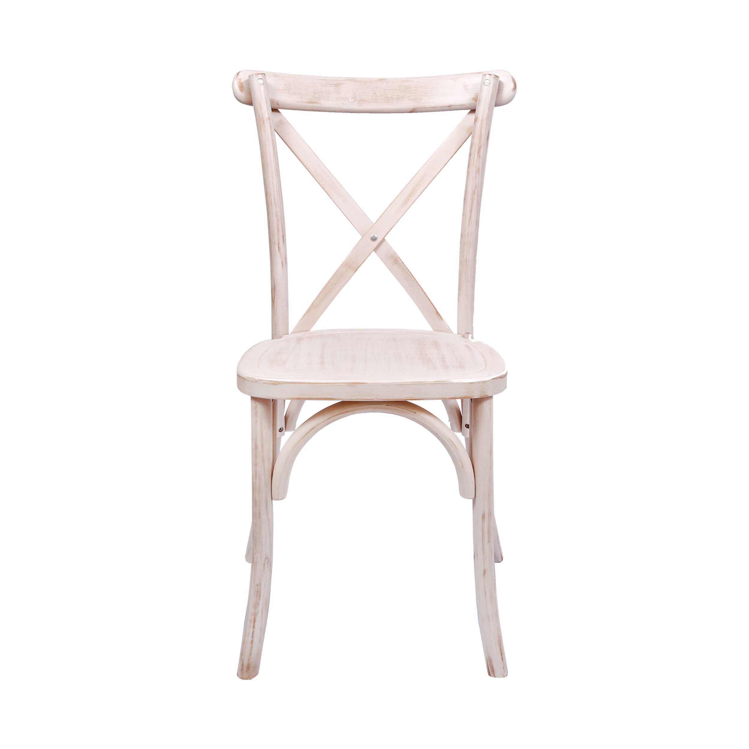 Chair Wood Crossback White Distressed CXWWD ZG T Front View