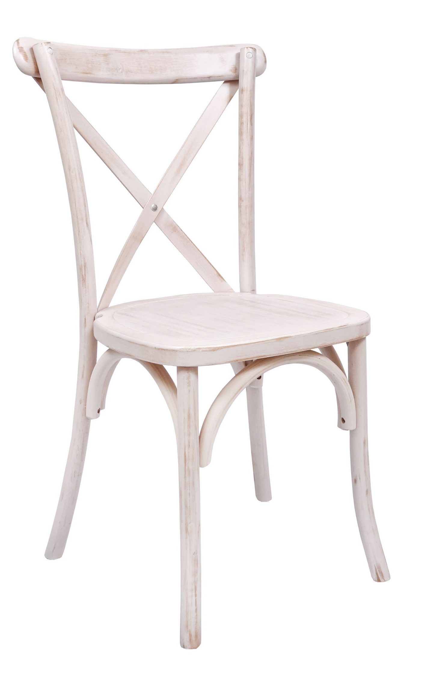 Chair Wood Crossback White Distressed CXWWD ZG T Front