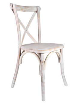 Ivory Distressed ToughWood Cross Back Chair 45 CXWID-562-ZG-T