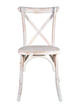 Ivory Distressed ToughWood Cross Back Chair Front CXWID-562-ZG-T