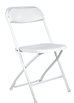 White Folding Chair (Steel-Poly Chair) by Chiavari, Minimum 660 lbs. Capacity CFPW-CX-T