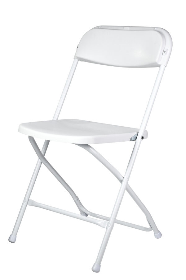 White Folding Chair (Steel-Poly Chair) by Chiavari, Minimum 660 lbs. Capacity CFPW-CX-T