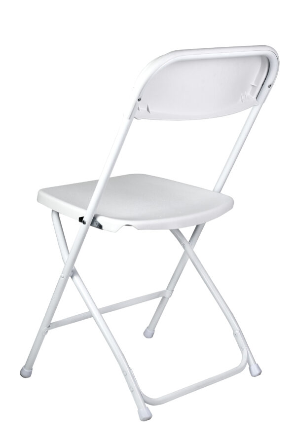 White Folding Chair (Steel-Poly Chair) by Chiavari, Minimum 660 lbs. Capacity CFPW-CX-T