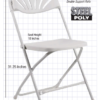 White Fan Back Folding Chair (Steel-Poly Chair) Samson Series by Chivari CFPW-FAN-CX-T